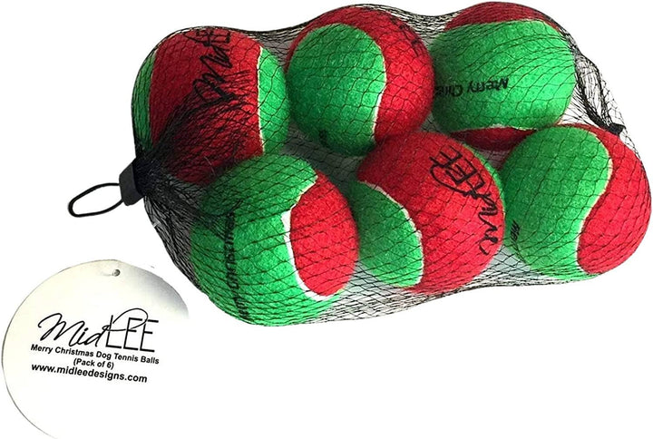 Midlee Designs - Midlee Christmas 2.5" Dog Tennis Balls with Squeaker- 6pk