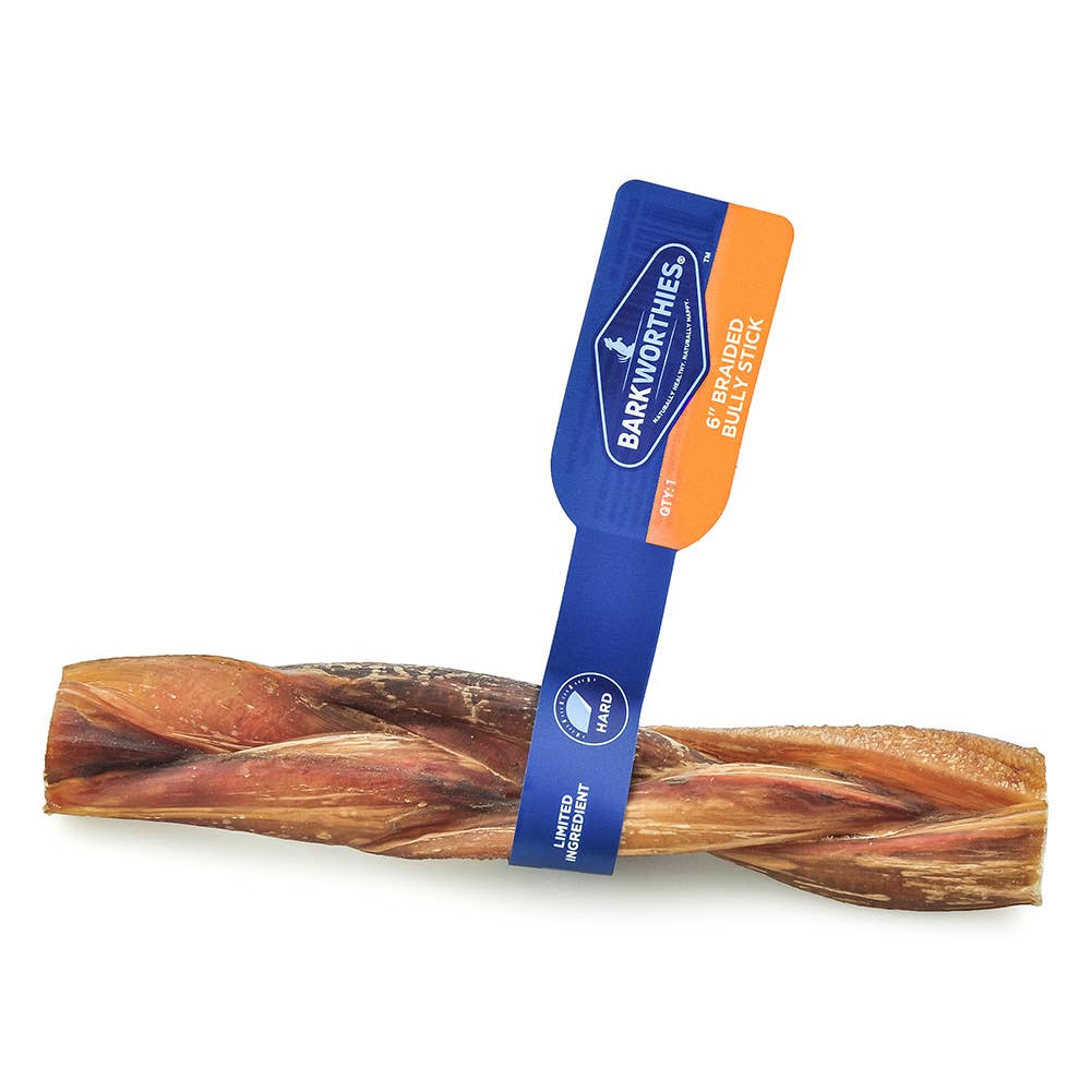 Pet Palette Distribution - Barkworthies Bully Stick - Braided - 6'' Individual