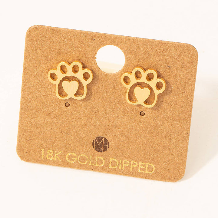 Fame Accessories - Mini Dog Paw Heart Stud Earrings: G