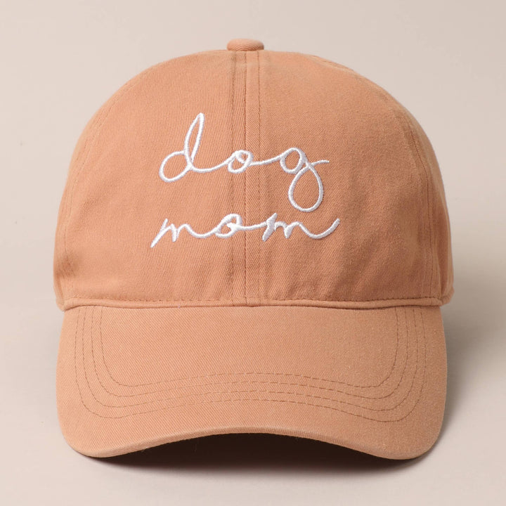 Fashion City - Dog Mom Lettering Embroidery Baseball Cap: One Size / CLAY