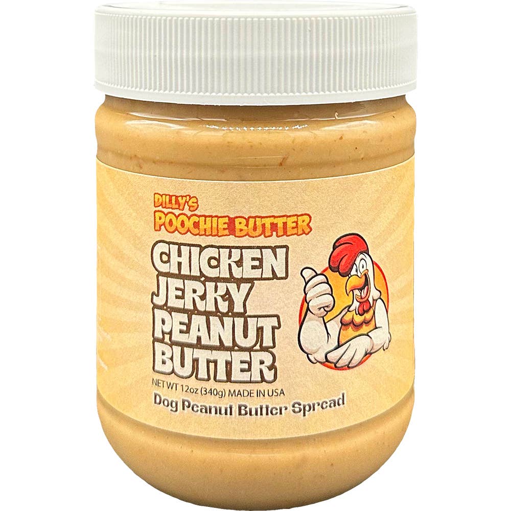 Poochie Butter - 12oz Chunky Chicken Jerky Dog Peanut Butter Jar